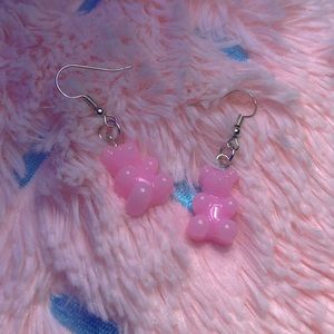 pink 3D gummy bear earrings 💖